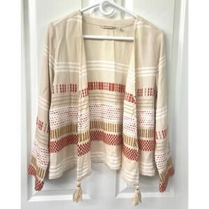 Soft Surroundings Woven Knit Pattern Embroidered Topper Duster Small cardigan
